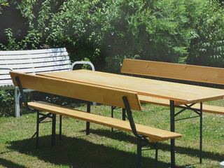 Beer bench set table and bench with backrest