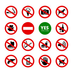 Prohibited Signs Set