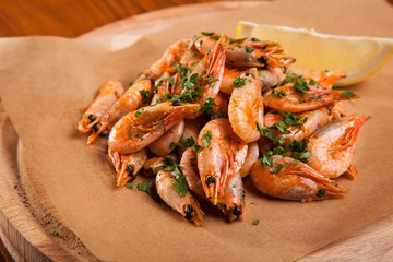 Shrimp with Herb oil and garlic
