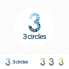 Abstract number 3 logo with a set of circles.