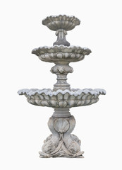 Old Roman Fountain isolated on white background. Clipping path.