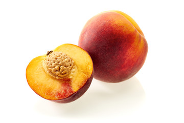 Peach and  half slice on white