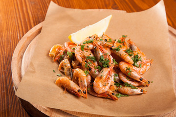 Shrimp with Herb oil and garlic