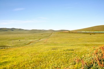 Fototapeta premium A view from the Trans-Siberian train at Ulaanbaatar , Mongolia