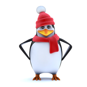 3d Winter penguin has attitude