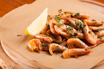 Shrimp with Herb oil and garlic