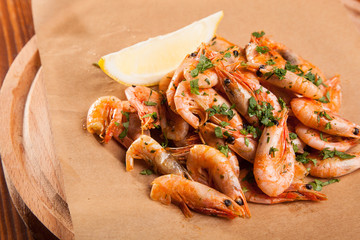 Shrimp with Herb oil and garlic