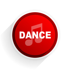 dance music flat icon with shadow on white background, red modern design web element