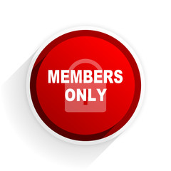 members only flat icon with shadow on white background, red modern design web element