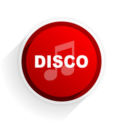 disco music flat icon with shadow on white background, red modern design web element