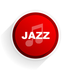 jazz music flat icon with shadow on white background, red modern design web element