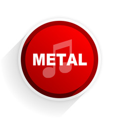metal music flat icon with shadow on white background, red modern design web element