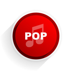 pop music flat icon with shadow on white background, red modern design web element
