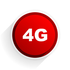 4g flat icon with shadow on white background, red modern design web element