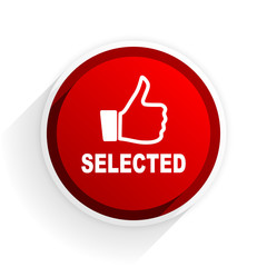 selected flat icon with shadow on white background, red modern design web element