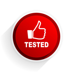 tested flat icon with shadow on white background, red modern design web element