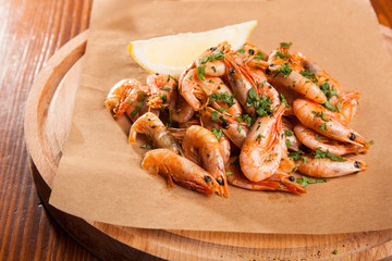 Shrimp with Herb oil and garlic