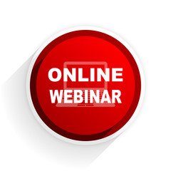 online webinar flat icon with shadow on white background, red modern design web element