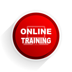 online training flat icon with shadow on white background, red modern design web element