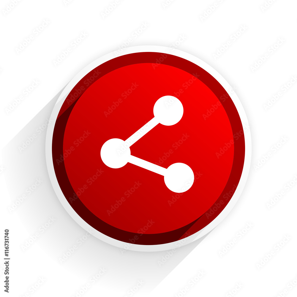 Poster share flat icon with shadow on white background, red modern design web element