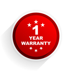 warranty guarantee 1 year flat icon with shadow on white background, red modern design web element
