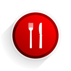 eat flat icon with shadow on white background, red modern design web element