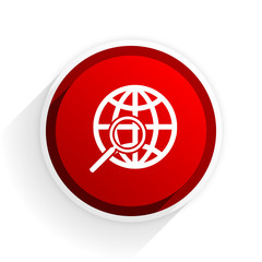 search flat icon with shadow on white background, red modern design web element