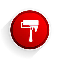 brush flat icon with shadow on white background, red modern design web element