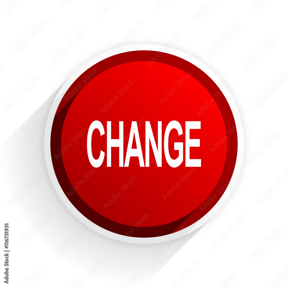 Poster change flat icon with shadow on white background, red modern design web element