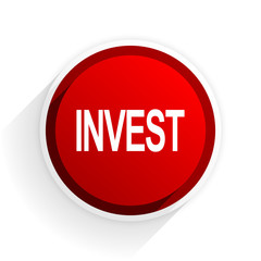 nvest flat icon with shadow on white background, red modern design web element