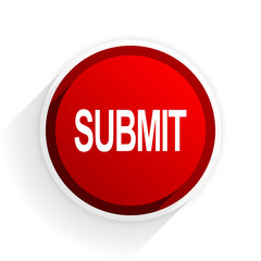 submit flat icon with shadow on white background, red modern design web element