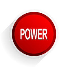 power flat icon with shadow on white background, red modern design web element