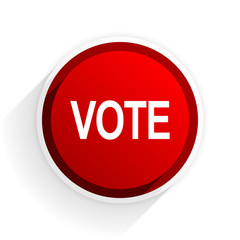 vote flat icon with shadow on white background, red modern design web element