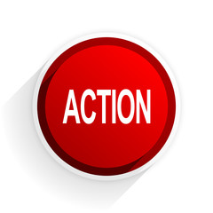 action flat icon with shadow on white background, red modern design web element