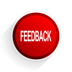feedback flat icon with shadow on white background, red modern design web element