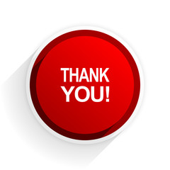 thank you flat icon with shadow on white background, red modern design web element