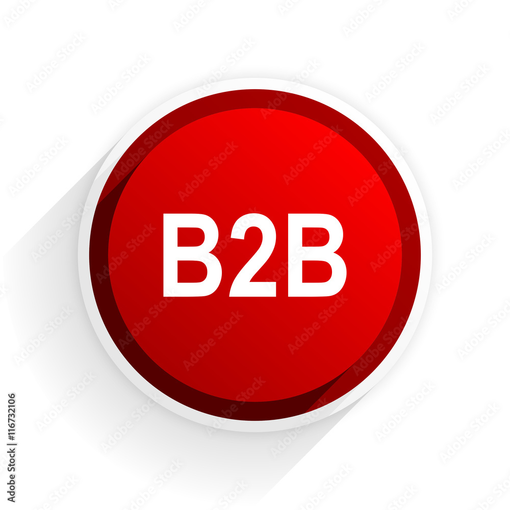 Poster b2b flat icon with shadow on white background, red modern design web element