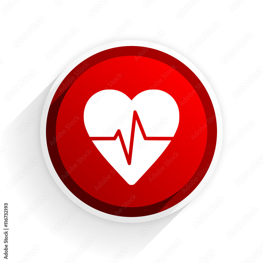 Aufkleber pulse flat icon with shadow on white background, red modern design web element