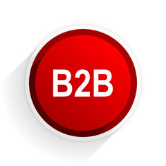 b2b flat icon with shadow on white background, red modern design web element