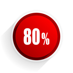 80 percent flat icon with shadow on white background, red modern design web element