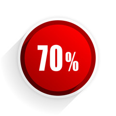 70 percent flat icon with shadow on white background, red modern design web element