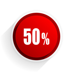 50 percent flat icon with shadow on white background, red modern design web element