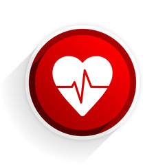 pulse flat icon with shadow on white background, red modern design web element