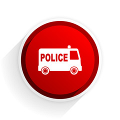 police flat icon with shadow on white background, red modern design web element