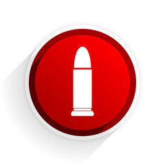 ammunition flat icon with shadow on white background, red modern design web element