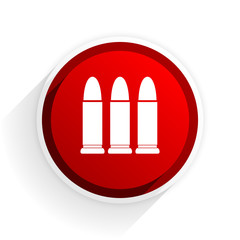 ammunition flat icon with shadow on white background, red modern design web element