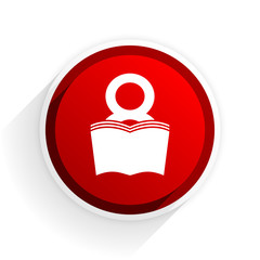 book flat icon with shadow on white background, red modern design web element