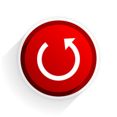 rotate flat icon with shadow on white background, red modern design web element
