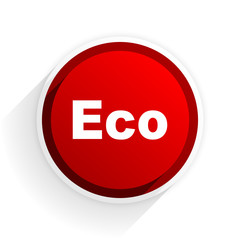 eco flat icon with shadow on white background, red modern design web element