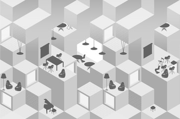 Seamless geometric abstract monochrome background